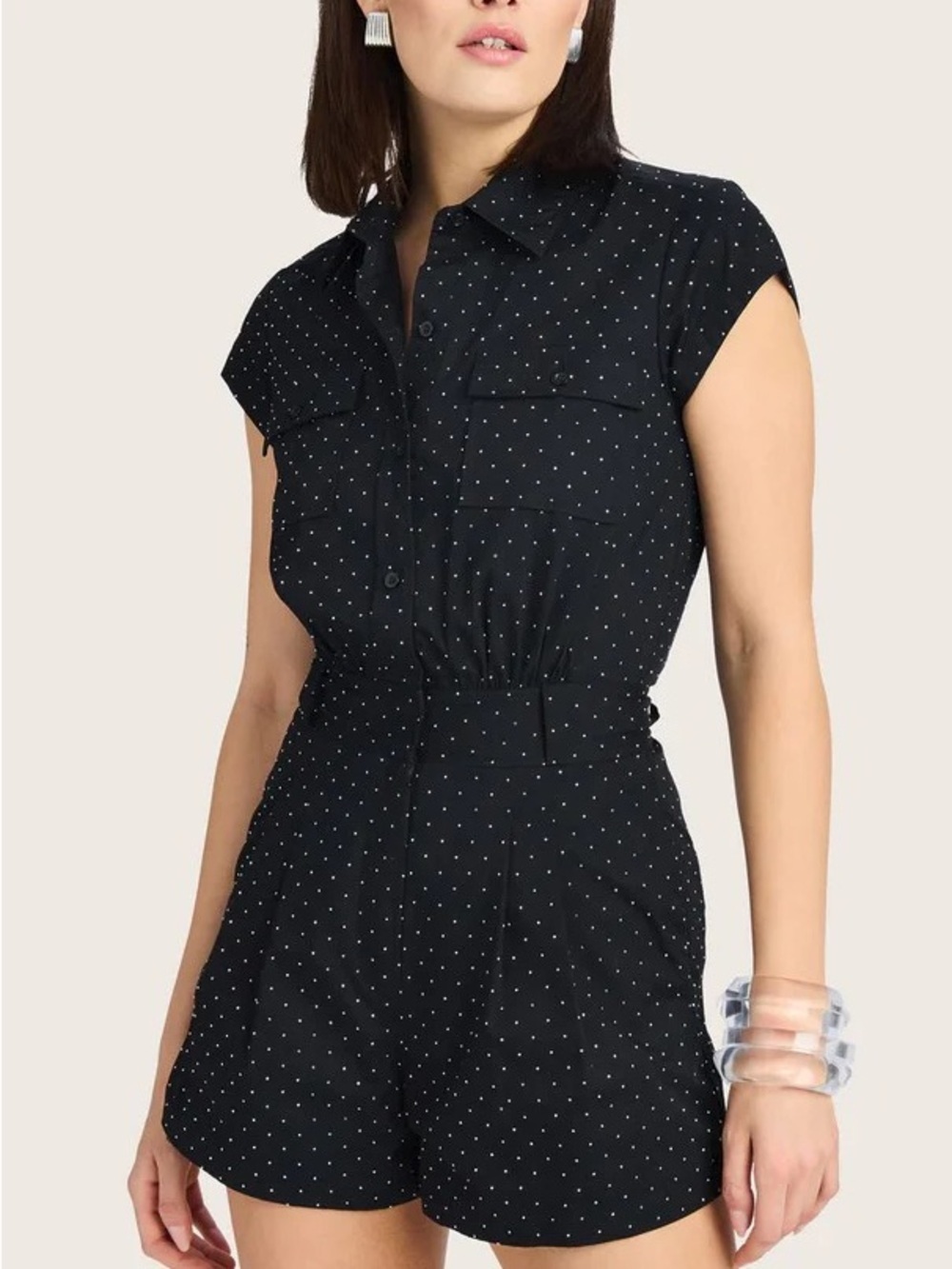 Generation Love Morgan Crystal Poplin Romper Black womens size 12 NWT